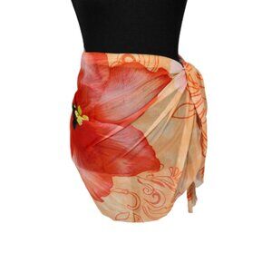 NIP | Verdusa Pink Floral Wrap Sarong Skirt | Mesh Swim Cover Up | Size Small